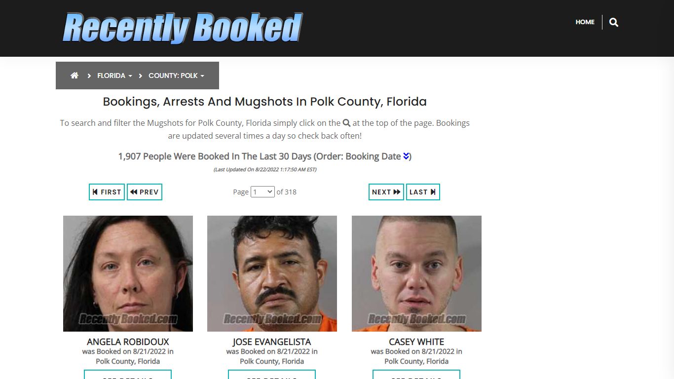Recent bookings, Arrests, Mugshots in Polk County, Florida